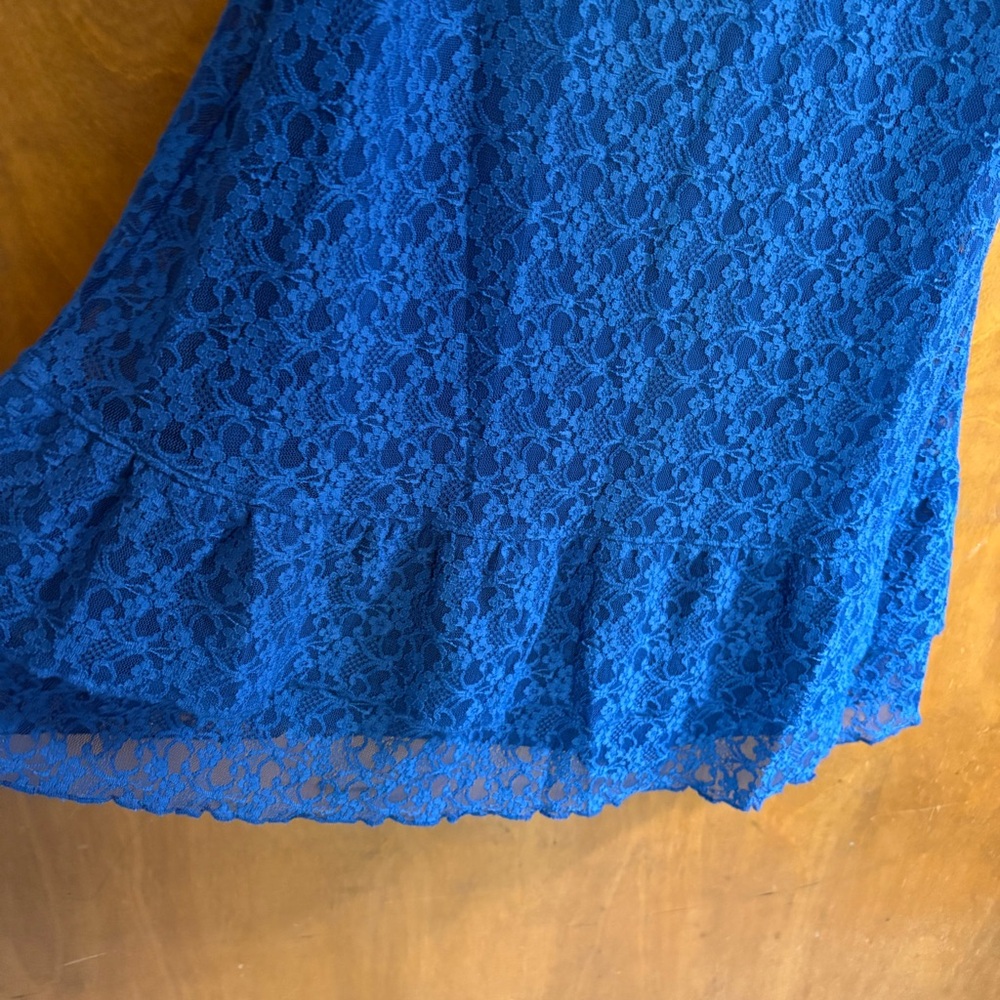Aeropostale Blue Sheer Mesh Lace Trim Babydoll Cami Slip Dress Y2K Fairy NWT Mod - Picture 11 of 14